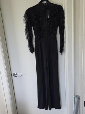 Black Lace-Detail Jumpsuit - Women
